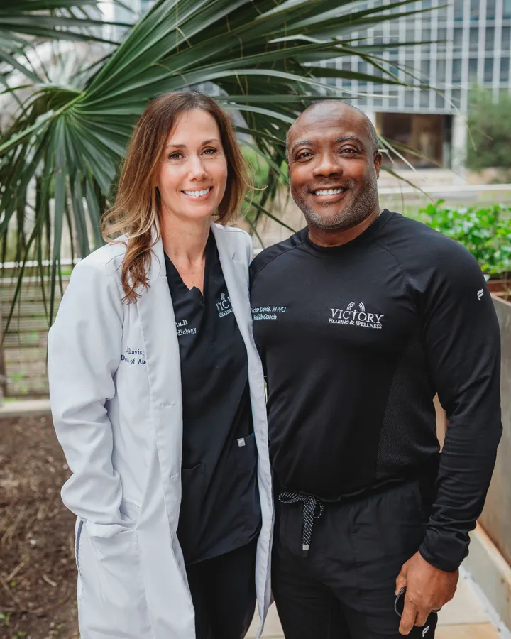 Dr. Jill Davis and Coach Victor Davis of Victory Health & Wellness outside their Austin, Texas clinic