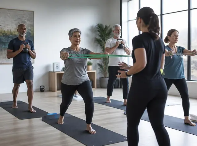 Adult completing supervised resistance exercise to support strength and lean muscle.
