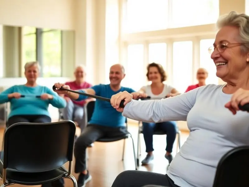 SilverSneakers fitness class welcoming all fitness levels with balance and fall-prevention focus.